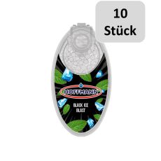 Packung Aromakugeln Black Ice Blast 100 Stück. Schwarz-grüne Packung mit Eiswürfel und zehn Stück Bottom.