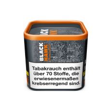 Dose Black Hawk Volumentabak. Kleine grau-orange eckige Dose mit weiß-oranger Black Hawk Aufschrift.