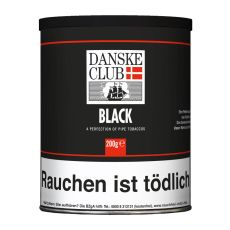 Dose Danske Club Pfeifentabak black/schwarz 200g. Tabak für die Pfeife Danske Club black/schwarz in der 200g Dose.