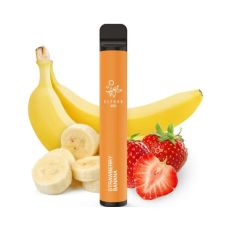 Einweg E-Zigaretten Elfbar 600 Strawberry Banana. Dunkelgelbes Gerät mit Bananen und Erdbeeren.