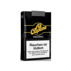 Schachtel Filterzigarillos Al Capone Pockets Filter Original. Weiche schwarze Packung mit Logo.