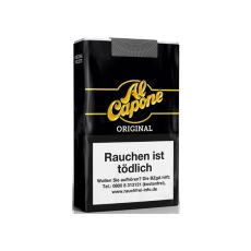 Schachtel Zigarillos Al Capone Pockets Original. Weiche schwarze Packung mit gelben Logo.