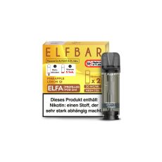 Elfbar Elfa Liquid Pods Pineapple Lemon QI. Gelb gemusterte Packung mit großer Elfbar Aufschrift und grauen Liquid Pod.