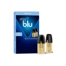 Packung myblu Liquid Pods Blue Ice 0mg/ml. Blaue Packung mit 2 Liquid Pods im Vordergrund.