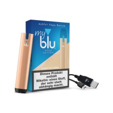 Packung myblu Vape Device Color Editon Gold. E-Zigarette myblu Color Edition Gold.