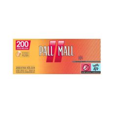 Packung Pall Mall Allround Rot 200 Xtra Hülsen. Orange Packung mit rotem Pausezeichen und roter Pall Mall Aufschrift.