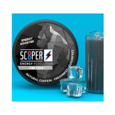 Dose Scooper Energy Booster Iced Cola mit 12 Stück Pouches. Natural Coffein, Freshness, Sugarfree. Die Scooper Koffein Booster mit natürlichen Koffein, herrlicher Frische und zuckerfrei.