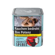 Dose Tabak American Spirit Original blau 80g. Blau Dose mit Indianer und rotem Kreis als Logo.