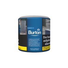 Dose Tabak Burton Volume Fine Blau L-Size. Kleine blaue Dose mit weißer Burton Aufschrift und Logo.