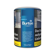 Dose Tabak Burton Volume Fine Blau. Blaue Dose mit weißer Burton Aufschrift und Logo.