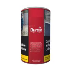 Dose Tabak Burton Original Full Flavor Rot XXL-Size. Große rote Dose mit weißer Burton Aufschrift.