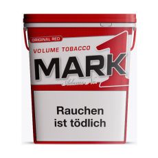 Eimer Tabak Mark Adams No. 1 Original Red XXXL-Box. Roter-weißer Eimer mit schwarz-rotem Mark 1 Logo und Warnhinweis.