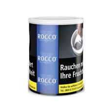 Dose Tabak Rocco Original Blau. Blaue Dose mit weißem Adler und Rocco Logo und Warnhinweis.