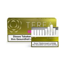 Stange Tabaksticks IQOS Terea Yellow Green 200 Stück. Hellgrüne Packungen mit Tabaksticks im Vordergrund. 