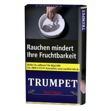 Pouch Trumpet Tabak Black Zware. Dunkelblaues Päckchen mit weißer Trumpet Aufschrift.