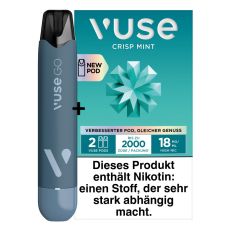 Aktion Vuse Go Reloaded 1+1 Pen Black und Vuse Pods Crisp Mint Packung. 