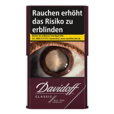 Schachtel Zigaretten Davidoff Classic 20 Stück. Dunkelbraune Packung mit silbernen Davidoff Logo.