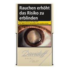 Schachtel Zigaretten Davidoff Gold 20 Stück. Hell-beige Packung mit silbernen Davidoff Logo.