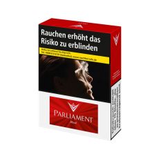 Schachtel Zigaretten Parliament Red. Rote Packung mit weisser Parliament Aufschrift.