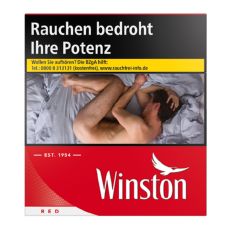 Schachtel Zigaretten Winston Red 6XL. Große Rote Packung mit weißem Winston Logo und Adler.