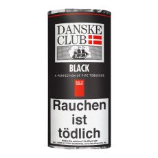 Pouch Danske Club Pfeifentabak black/schwarz 50g. Tabak für die Pfeife Danske Club black/schwarz im 50g Päckchen.