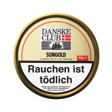 Dose Danske Club Pfeifentabak Sungold 100g. Tabak für die Pfeife Danske Club sungold-vanilla in der 100g Blechdose.